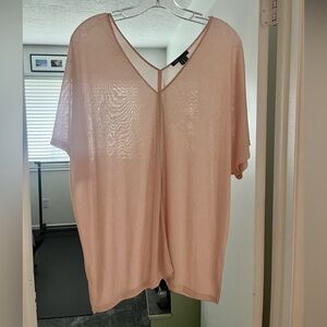 Vince Pink Double V-Neck Light Knit Flowy Top